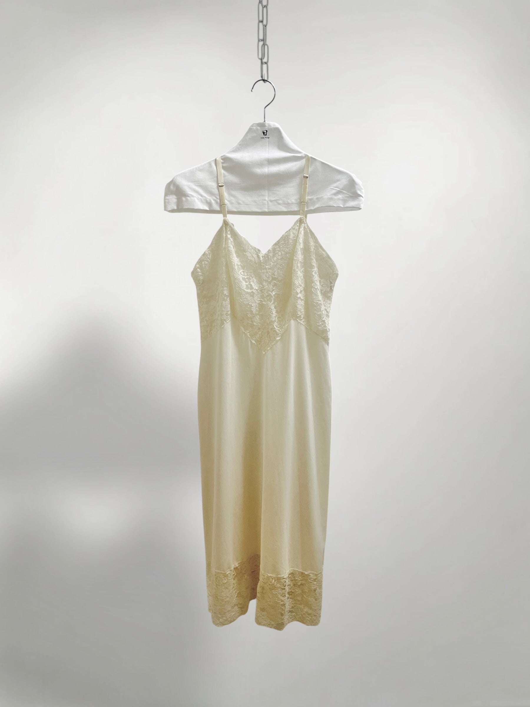 アイボリー レース 花柄 スリップ ワンピース 60s ヴィンテージ古着